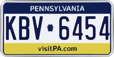 PA license plate KBV6454