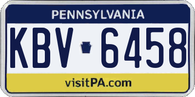 PA license plate KBV6458