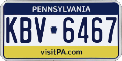 PA license plate KBV6467