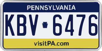 PA license plate KBV6476