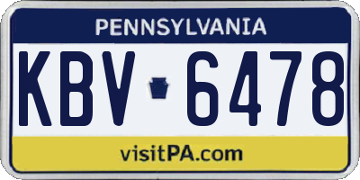 PA license plate KBV6478