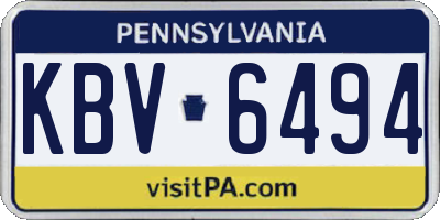 PA license plate KBV6494