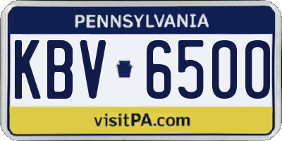 PA license plate KBV6500