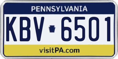 PA license plate KBV6501
