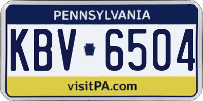 PA license plate KBV6504