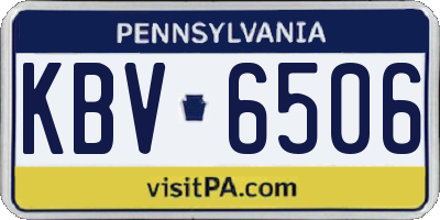 PA license plate KBV6506