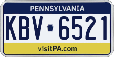 PA license plate KBV6521
