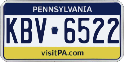 PA license plate KBV6522