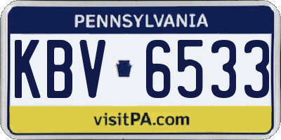 PA license plate KBV6533