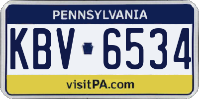 PA license plate KBV6534