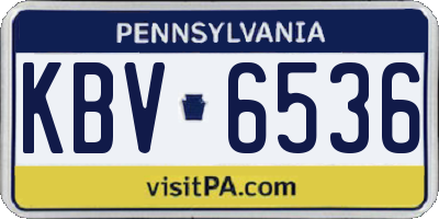 PA license plate KBV6536