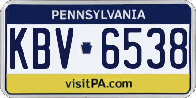 PA license plate KBV6538