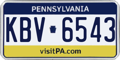 PA license plate KBV6543