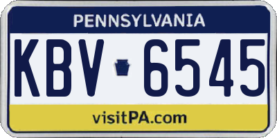 PA license plate KBV6545