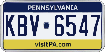 PA license plate KBV6547