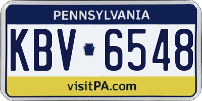 PA license plate KBV6548