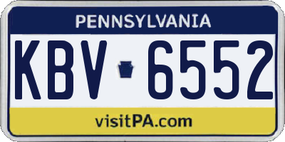 PA license plate KBV6552