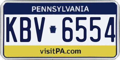 PA license plate KBV6554
