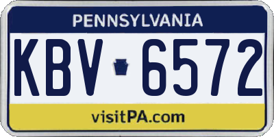 PA license plate KBV6572