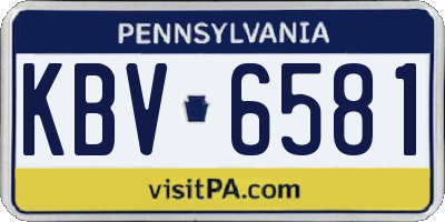 PA license plate KBV6581