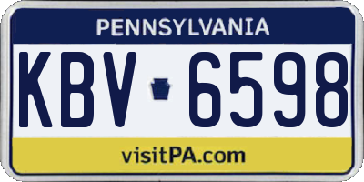 PA license plate KBV6598
