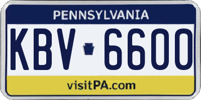 PA license plate KBV6600