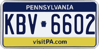 PA license plate KBV6602