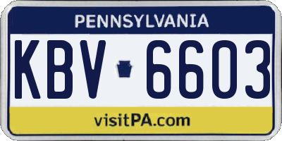 PA license plate KBV6603