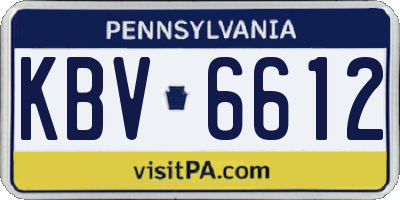 PA license plate KBV6612