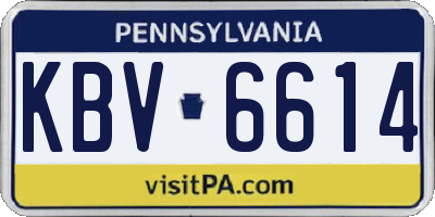 PA license plate KBV6614