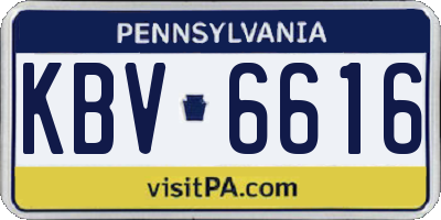 PA license plate KBV6616