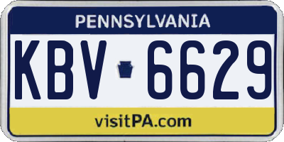 PA license plate KBV6629
