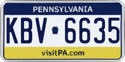 PA license plate KBV6635
