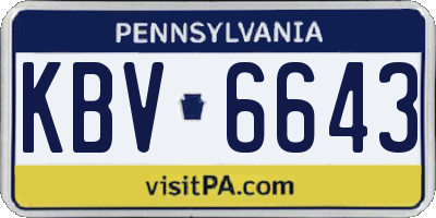 PA license plate KBV6643