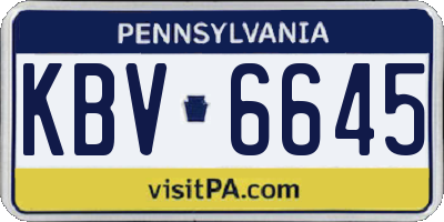 PA license plate KBV6645