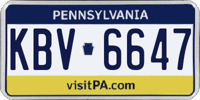 PA license plate KBV6647