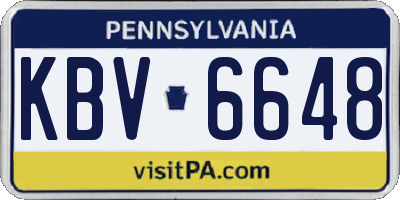 PA license plate KBV6648
