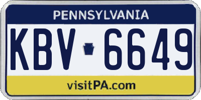 PA license plate KBV6649