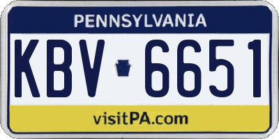 PA license plate KBV6651