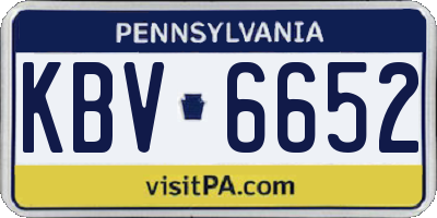 PA license plate KBV6652