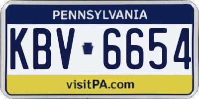 PA license plate KBV6654