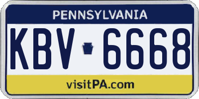 PA license plate KBV6668