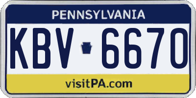 PA license plate KBV6670