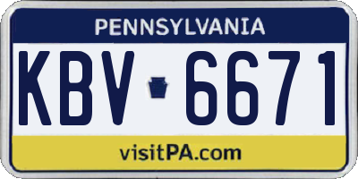 PA license plate KBV6671