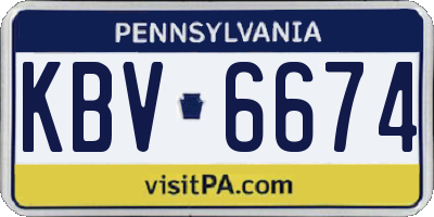 PA license plate KBV6674