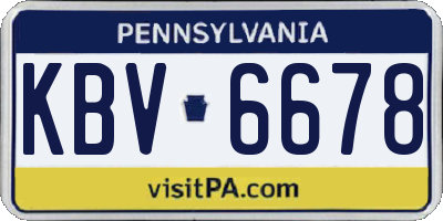 PA license plate KBV6678