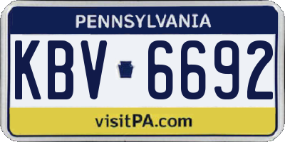 PA license plate KBV6692