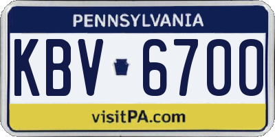 PA license plate KBV6700