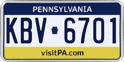 PA license plate KBV6701