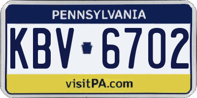 PA license plate KBV6702
